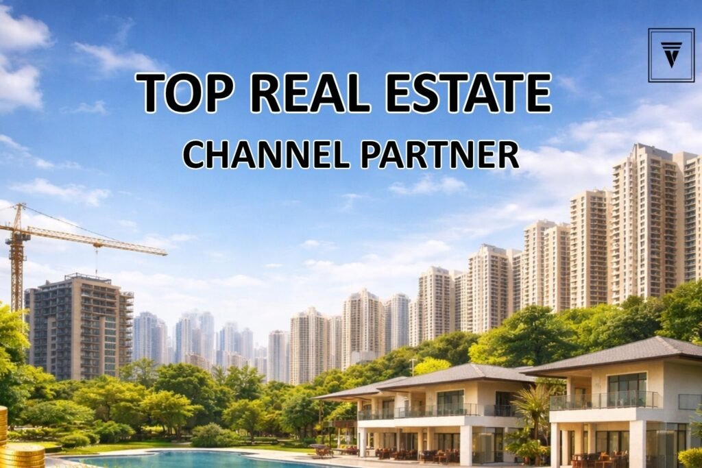Luxury real estate development with villas, swimming pool, and high-rise buildings in Gurgaon
